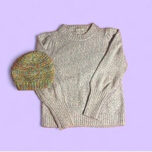 Gap Lavender Speckle knit Sweater with Speckle AE beanie